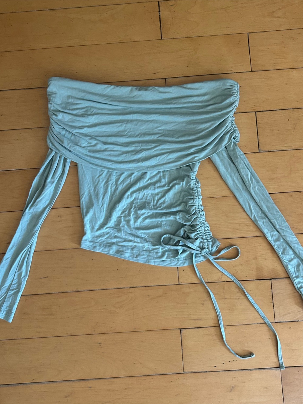 Light Blue Women’s Ruched Halter Crop Top